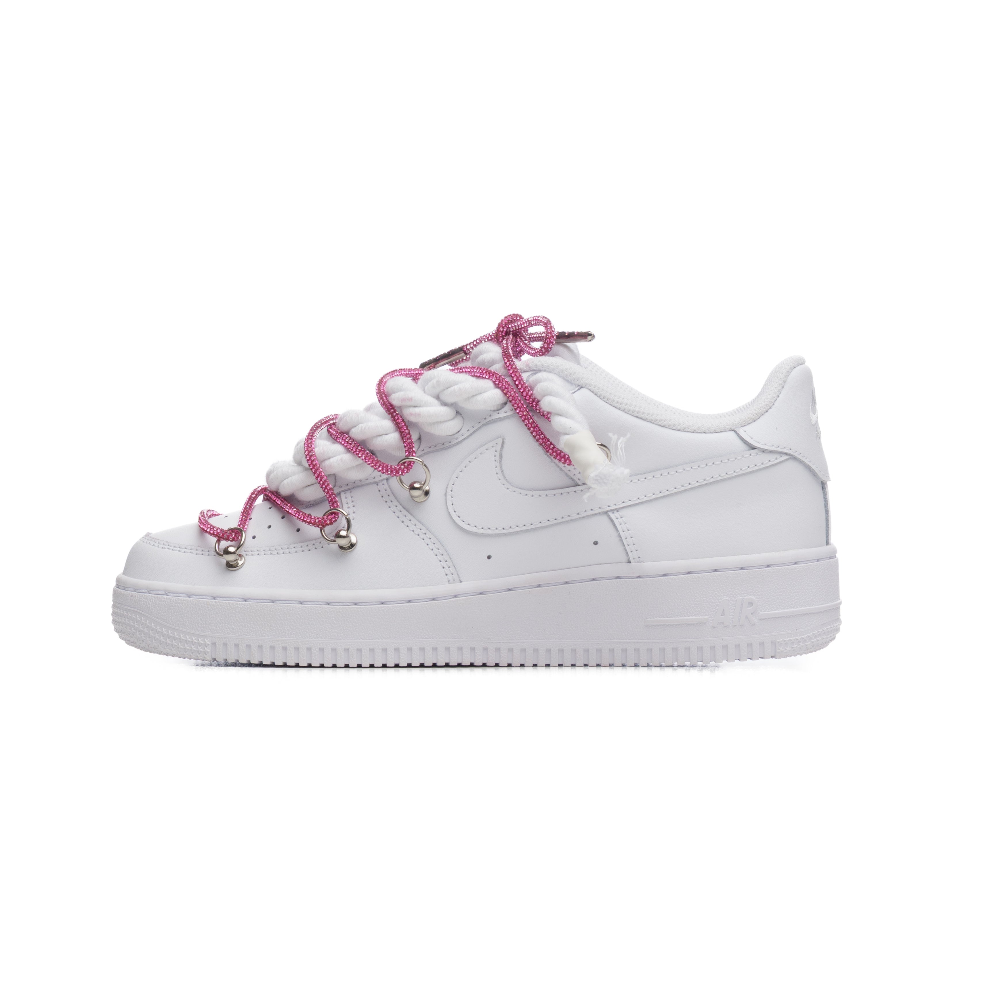 NIKE AIR FORCE ROPE LACES  WHITE TRIPLE  SWAROVSKI PINK