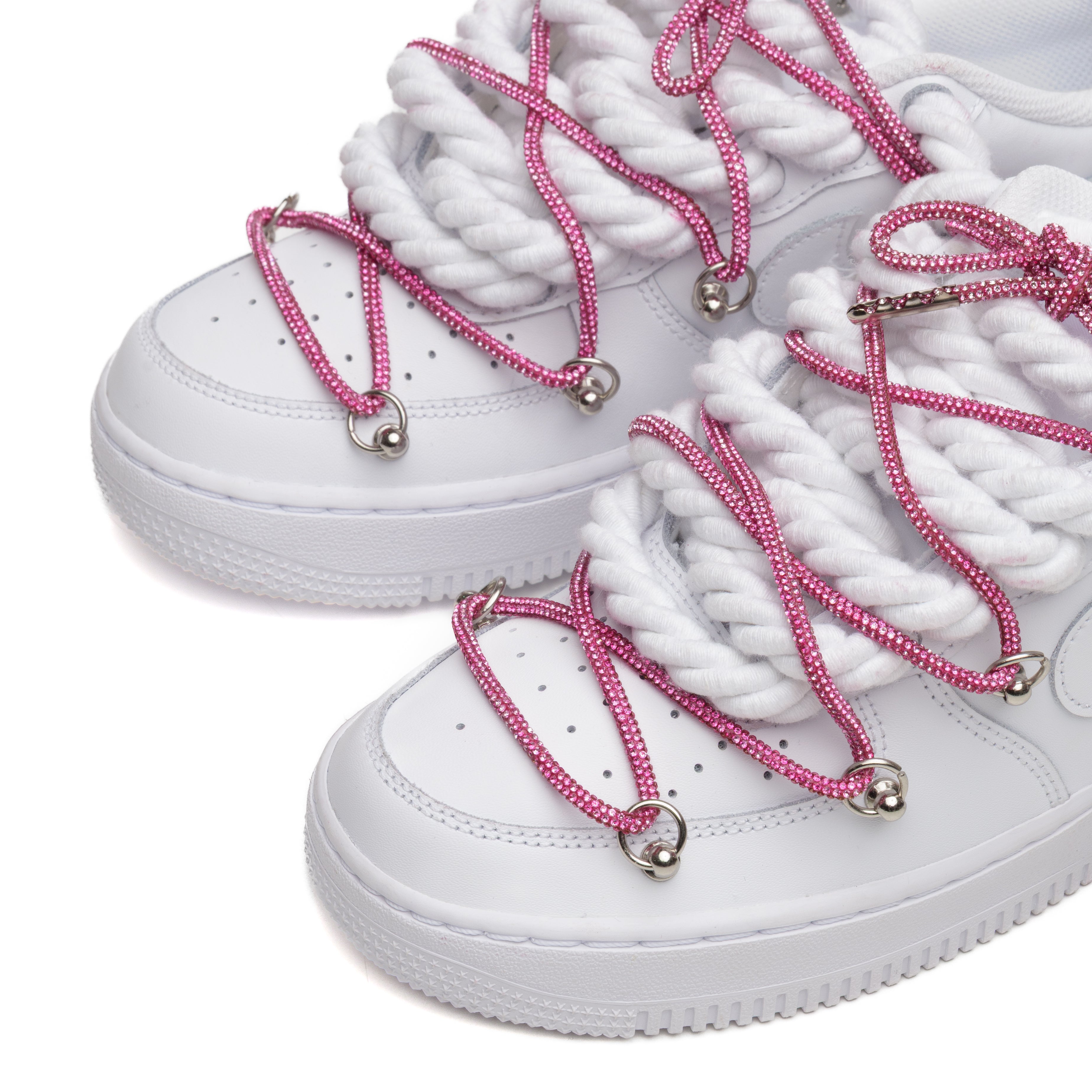 NIKE AIR FORCE ROPE LACES  WHITE TRIPLE  SWAROVSKI PINK