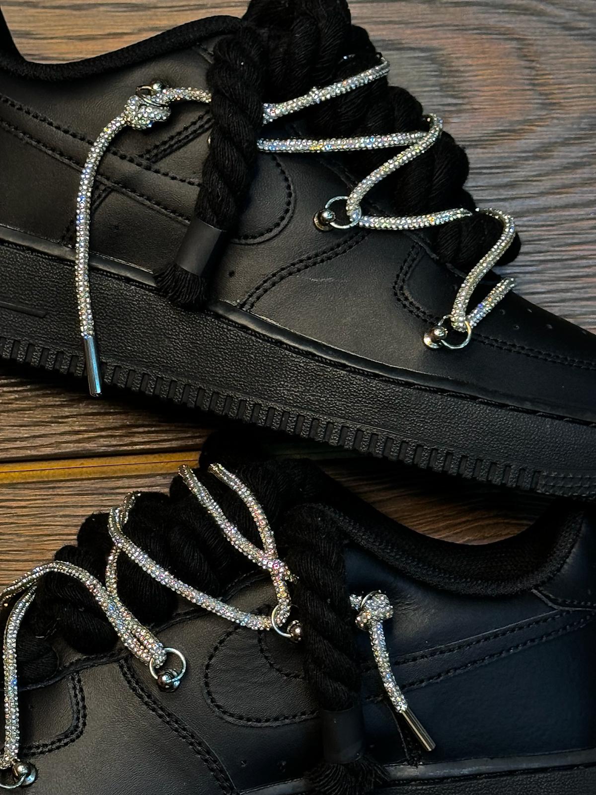 Snezed AIR FORCE ROPE LACESTRIPLE BLACK SWAROVSKI
