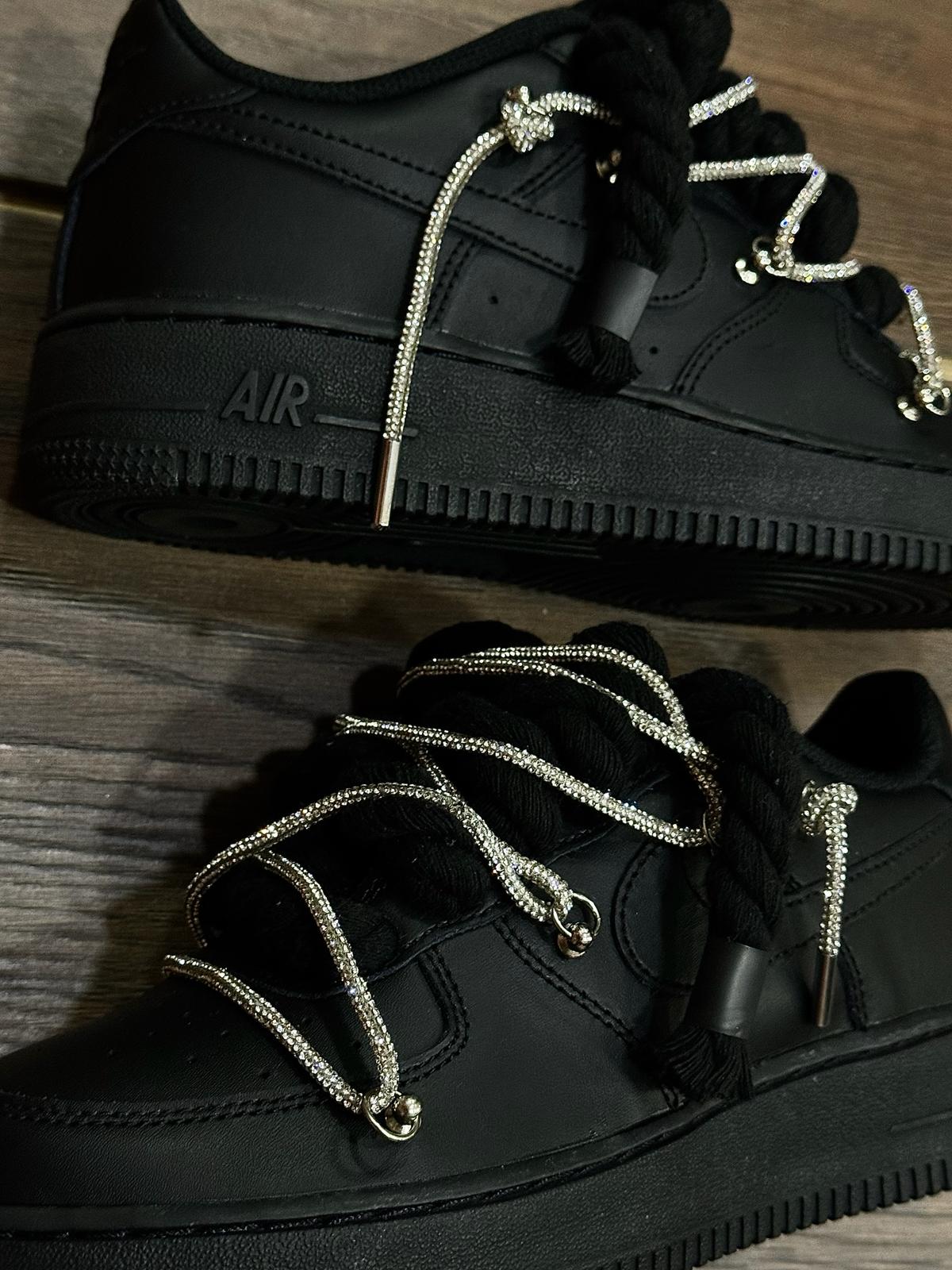 Snezed AIR FORCE ROPE LACESTRIPLE BLACK SWAROVSKI
