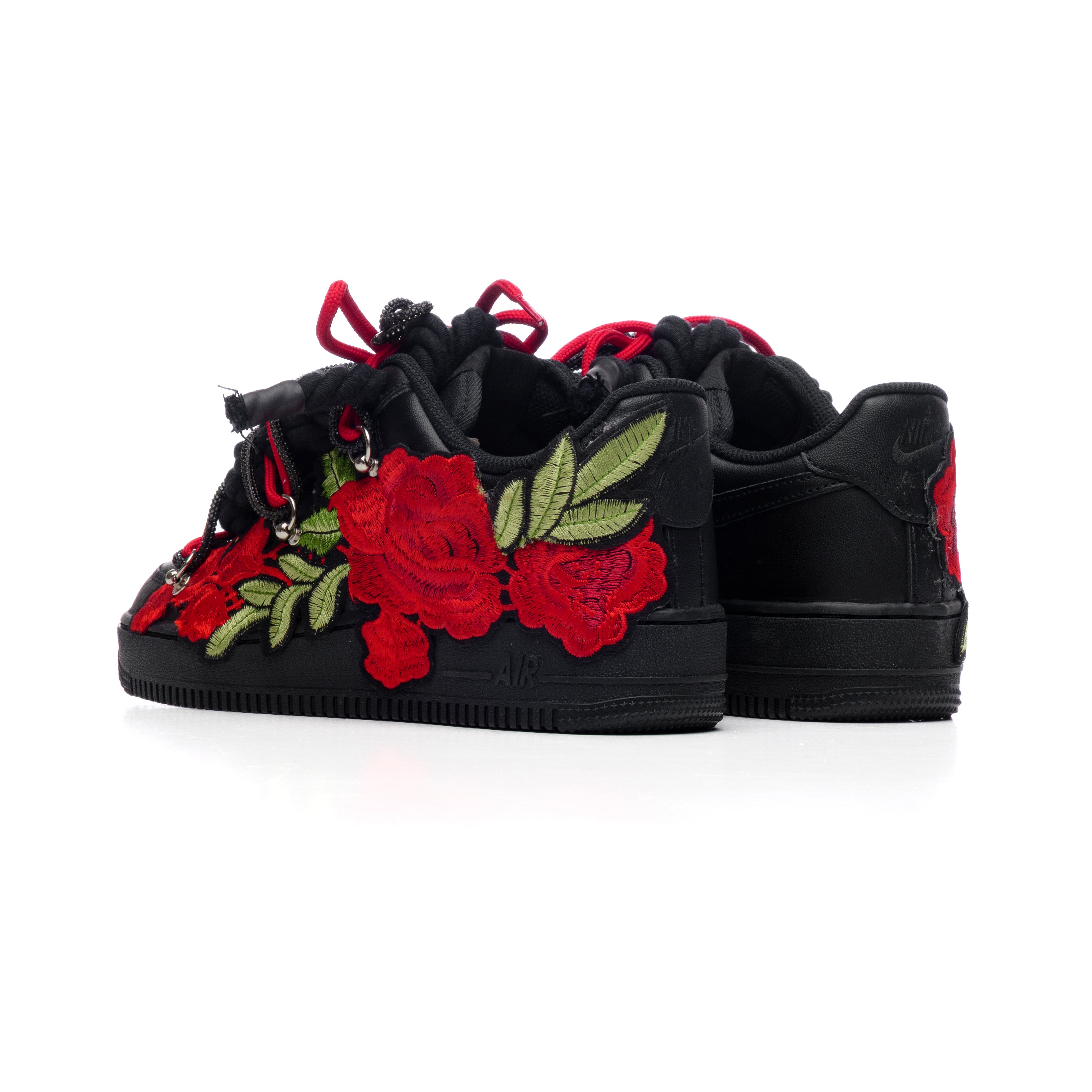 Snezed NIKE AIR FORCE 1 BLACK ROPE LACES- CRIMSOM RED ROSES