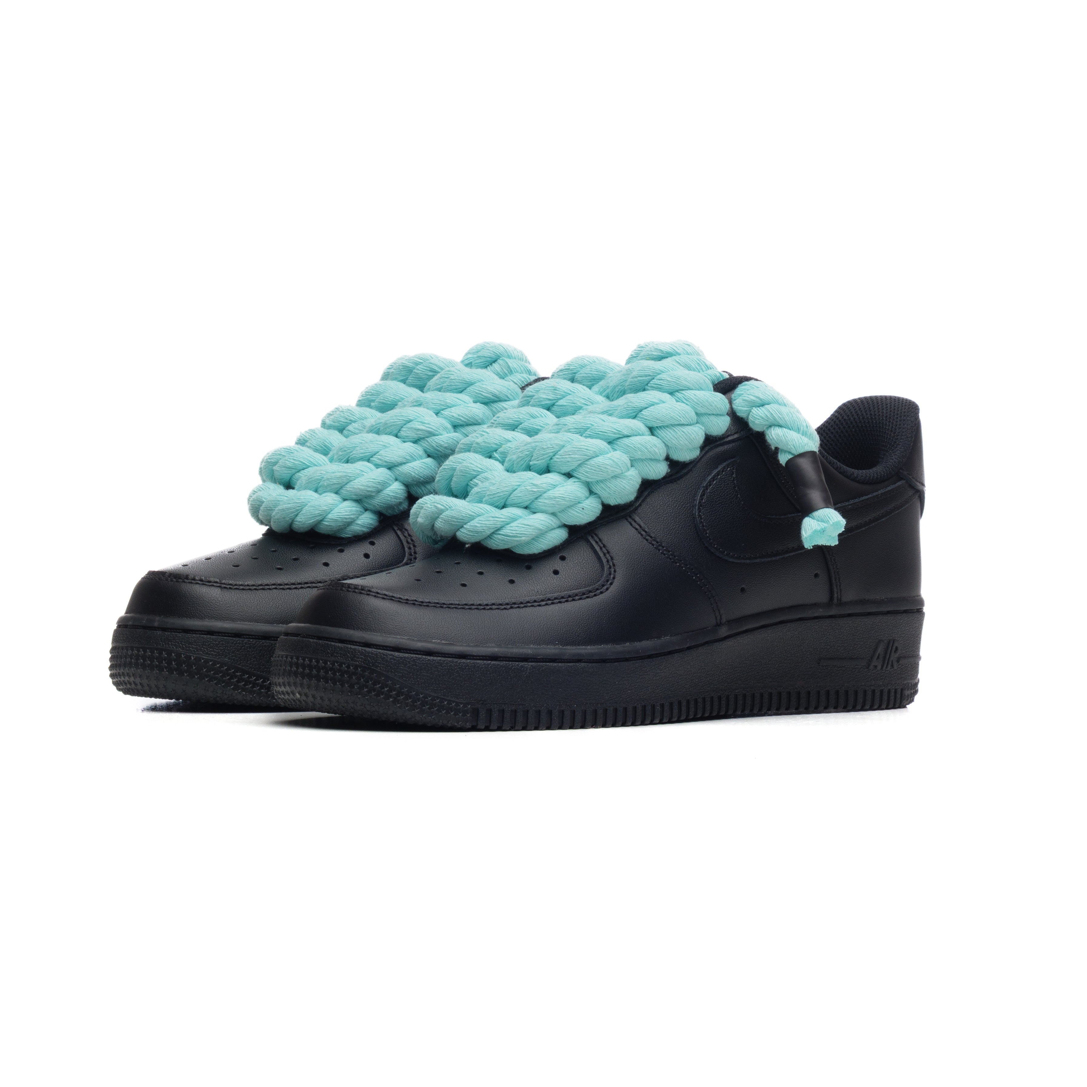 Snezed NIKE AIR FORCE 1 BLACK ROPE LACES- TIFFANY